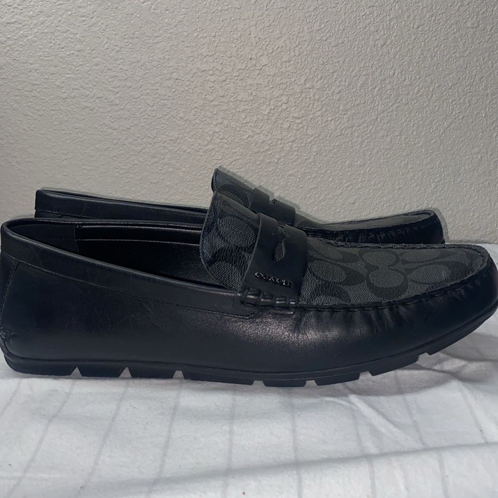 COACH Men Liam Driver In Signature Jacquard Men's Black Loafers size 12D‎ - Picture 4 of 9
